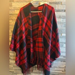 New York & Company Red and Black Plaid Wrap